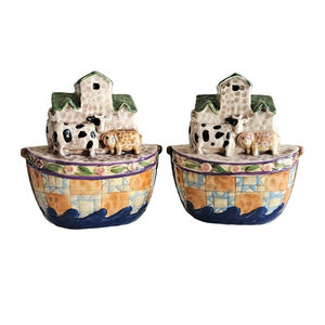 Jim Shore Heartwood Creek Noah’s Ark Salt & Pepper Shakers Farmhouse Animals EUC
